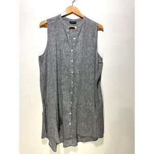 APNY 100% linen dress beach vacation resort casual quiet luxury gray women XL